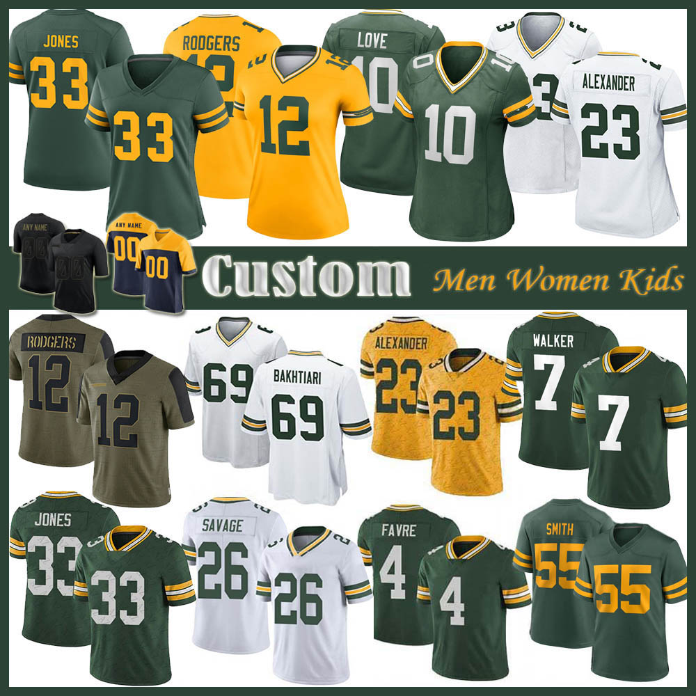 

7 Quay Walker 95 Devonte Wyatt Custom Men Women Kid Football Jersey Aaron Rodgers Jones Jaire Alexander David Bakhtiari Allen Lazard Darnell Savage Christian Watson, Shown
