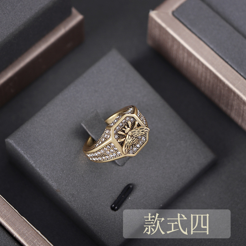 

New designed women's Wedding Ring D Letter Pearl Diamonds Rings Vintage Brass 18K Gold Plated ladies Rings Designer Jewelry birthday gift