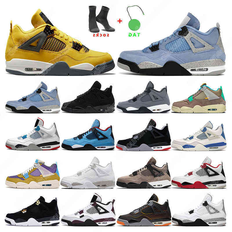 

Top mens basketball shoes 4s Taupe Haze Desert Moss women University Blue White Black Cat bred sports sneakers trainers 5.5-13