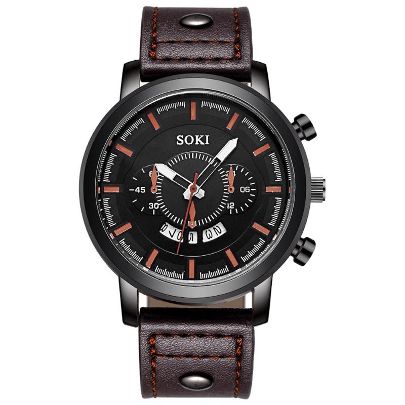

Wristwatches Men Leather Military Casual Analog Quartz Date Wrist Watch Business Watches High Quality Digital Relogio FemininoWristwatches