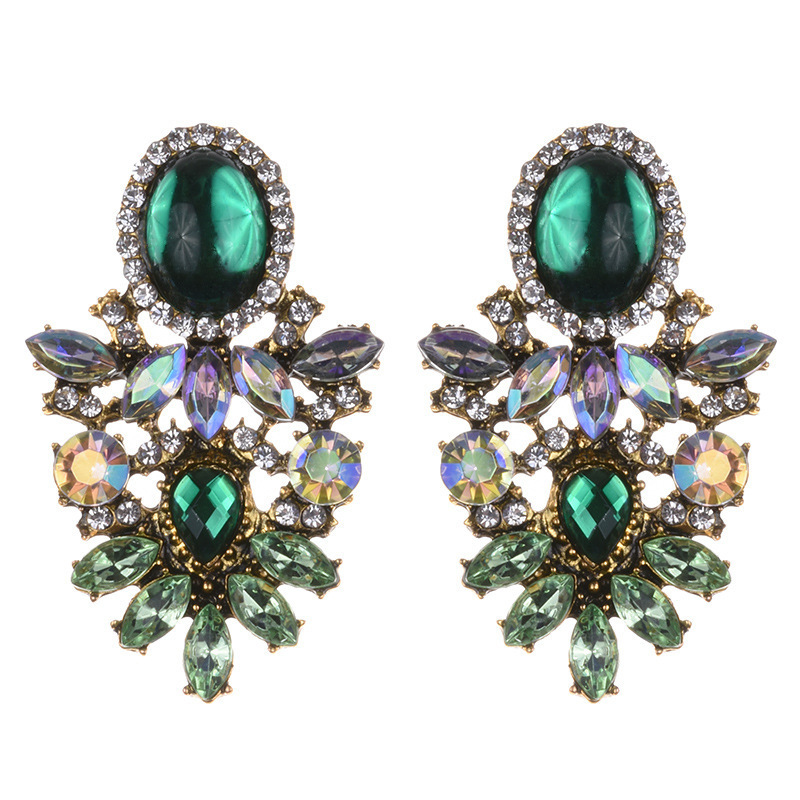 

Retro court trend alloy earrings bohemian style cracked gemstone earrings female CX220402