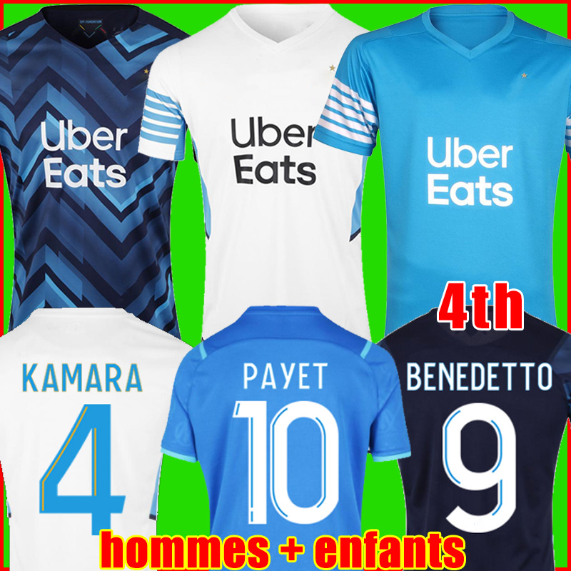 

CUISANCE soccer jersey 21 22 2021 2022 fourth 4th maillot foot GUENDOUZI BENEDETTO KAMARA PAYET marseille football shirt de men kids kit tops 999, 21/22 kids away