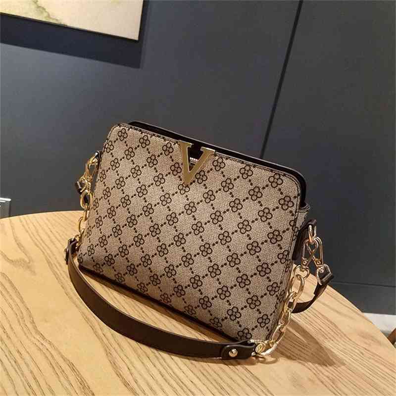 

Purse Bag women 2022 new printing chain large bag Portable Single Shoulder Messenger leather V-shaped women's Bag, Grey v pattern