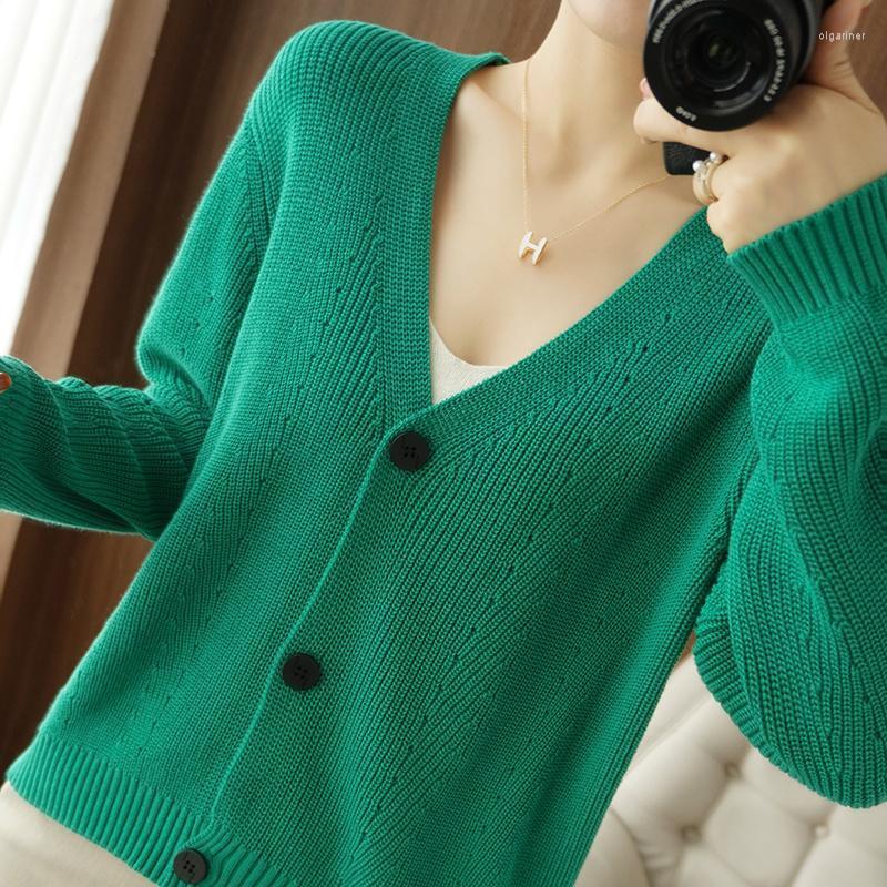 

Women' Knits & Tees Cotton Knitted Cardigan Women' V-Neck Loose Short Jacket 2022 Spring Autumn Long-Sleeved Temperament Sweater Fashi, Black
