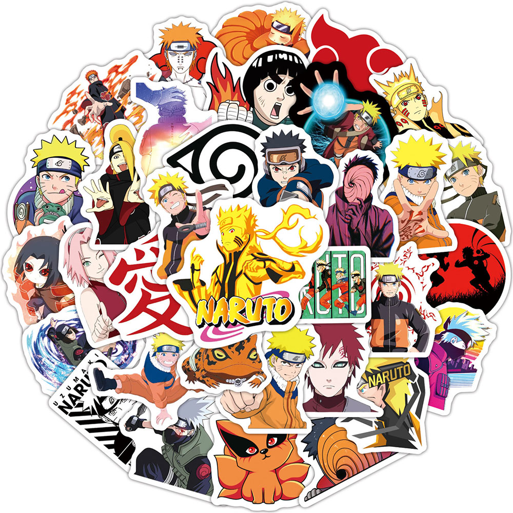 

50pcs Anime Naruto Stickers Waterproof Guitar Luggage Laptop Skateboard Motorcycle Cartoon Graffiti Sticker Kid Christmas, Multi colors