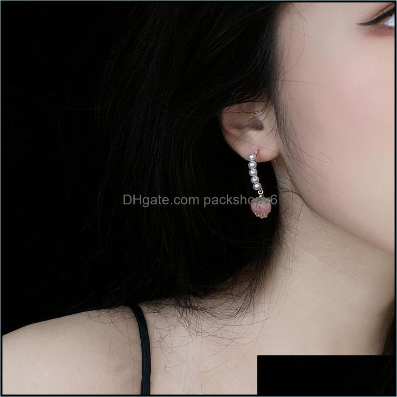 Chandelier en peondage U-Magical Simation Sweation Pearl Stberry Long Boucles d'oreilles pour femmes Me Packshopv6 Dhy0i