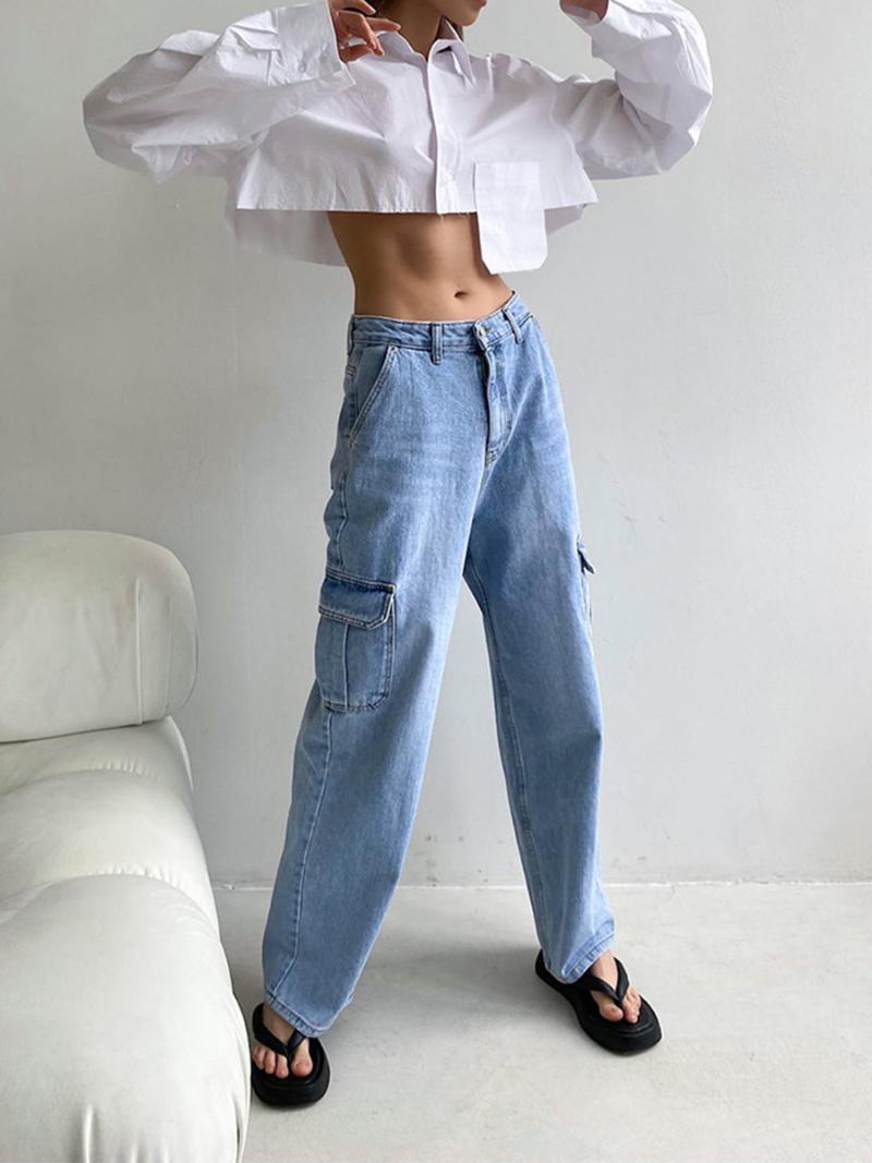 

Women' Blouses & Shirts Combhasaki Women High Street Solid Color Blouse Long Sleeve Single Breasted Lapels Irregular Hem Cropped Tops Shirt, Green