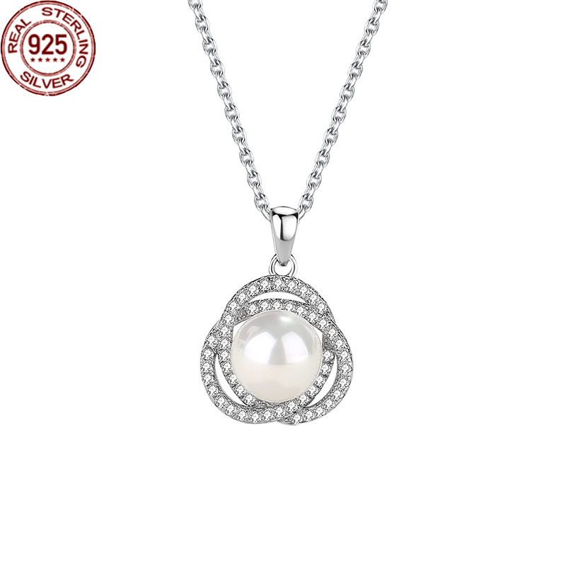 

Strands Strings Flower Pearl Necklace Women's Korean Version Elegant and Versatile Zircon Inlai