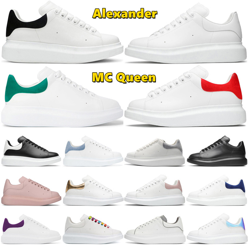 

Designer Alexander Sneakers Mc Queen Casual Shoes Men Women Platform Luxury Suede Leather Red Grey Mens Tainers Outdoor Unisex Chaussures, White reflective