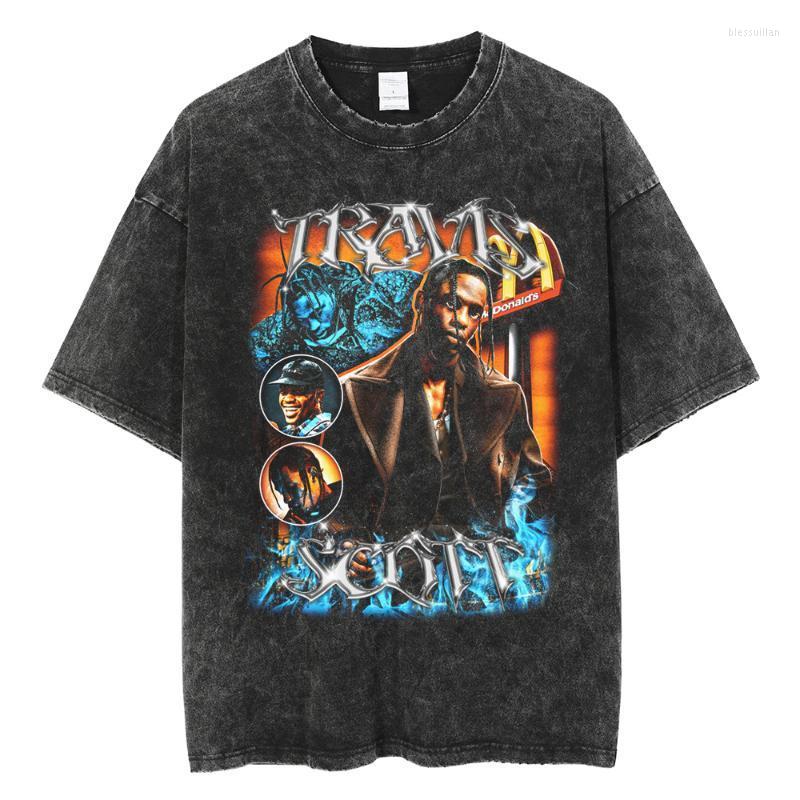 

Men' T-Shirts Ripped Washed T Shirt Men Hip Hop Streetwear Singer Rapper Graphic Short Sleeve 2022 Harajuku Men' Fashion TeesMen' Ble, Black