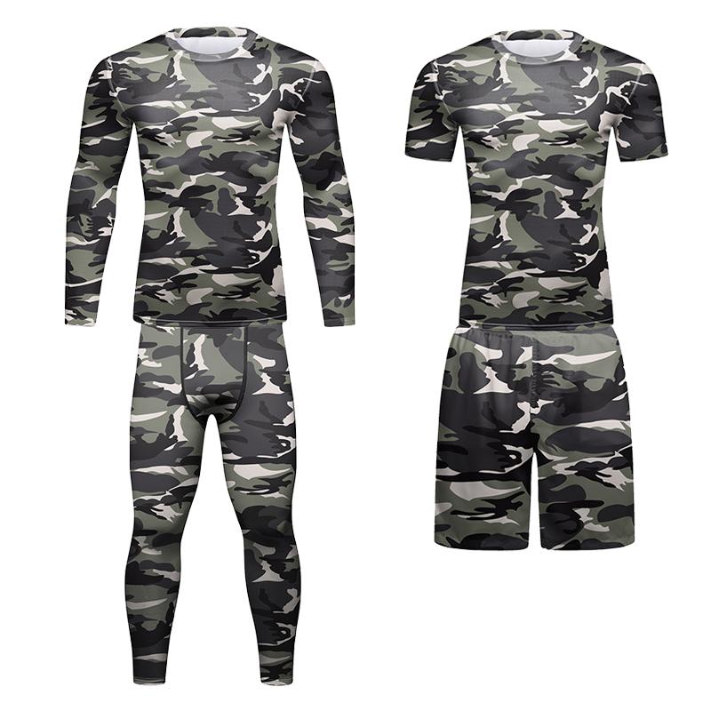 

Men's Tracksuits 4pcs/set Camo Jiu Jitsu T-shirt Pant MMA Muay Thai Shorts Clothing Men's Fitness SportwearMen's