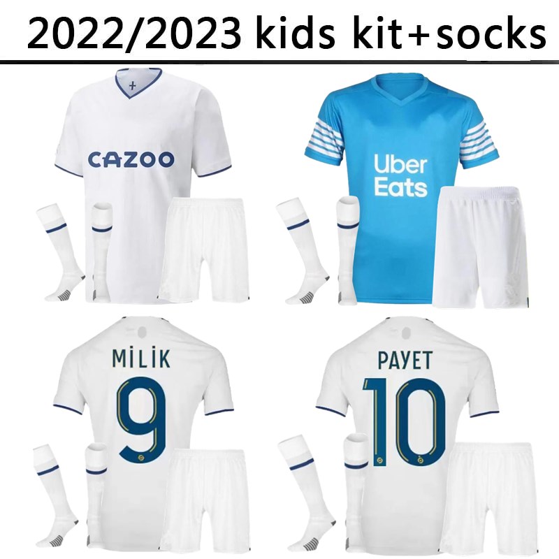 

22 23 Marseilles King home kids kit socks Soccer jerseys GERSON under BAKAMBU milik maillot de foot 2022 2023 Camiseta PAYET GUENDOUZI KAMARA football shirt