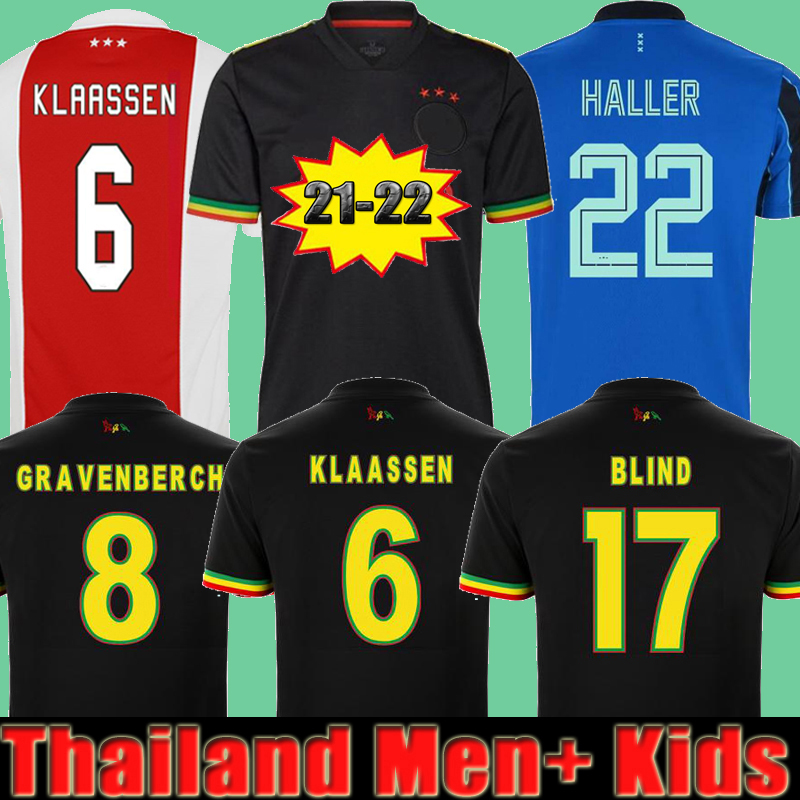 

21 22 AJAXes Bob Marley Soccer Jersey TADIC BERGHUIS HALLER Third black Kit BLIND PROMES NERES CRUYFF KLAASSEN GRAVENBERCH 2022 football shirt men kids sets uniforms, 21 22 home no patch
