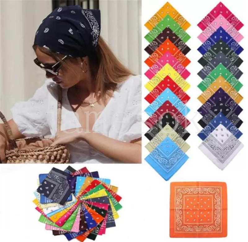 

Handkerchief polyester Novelty Double Sided Print Paisley Bandanas Cowboy Bandana Handkerchiefs Paisley Print Head Wrap Scarf DE687