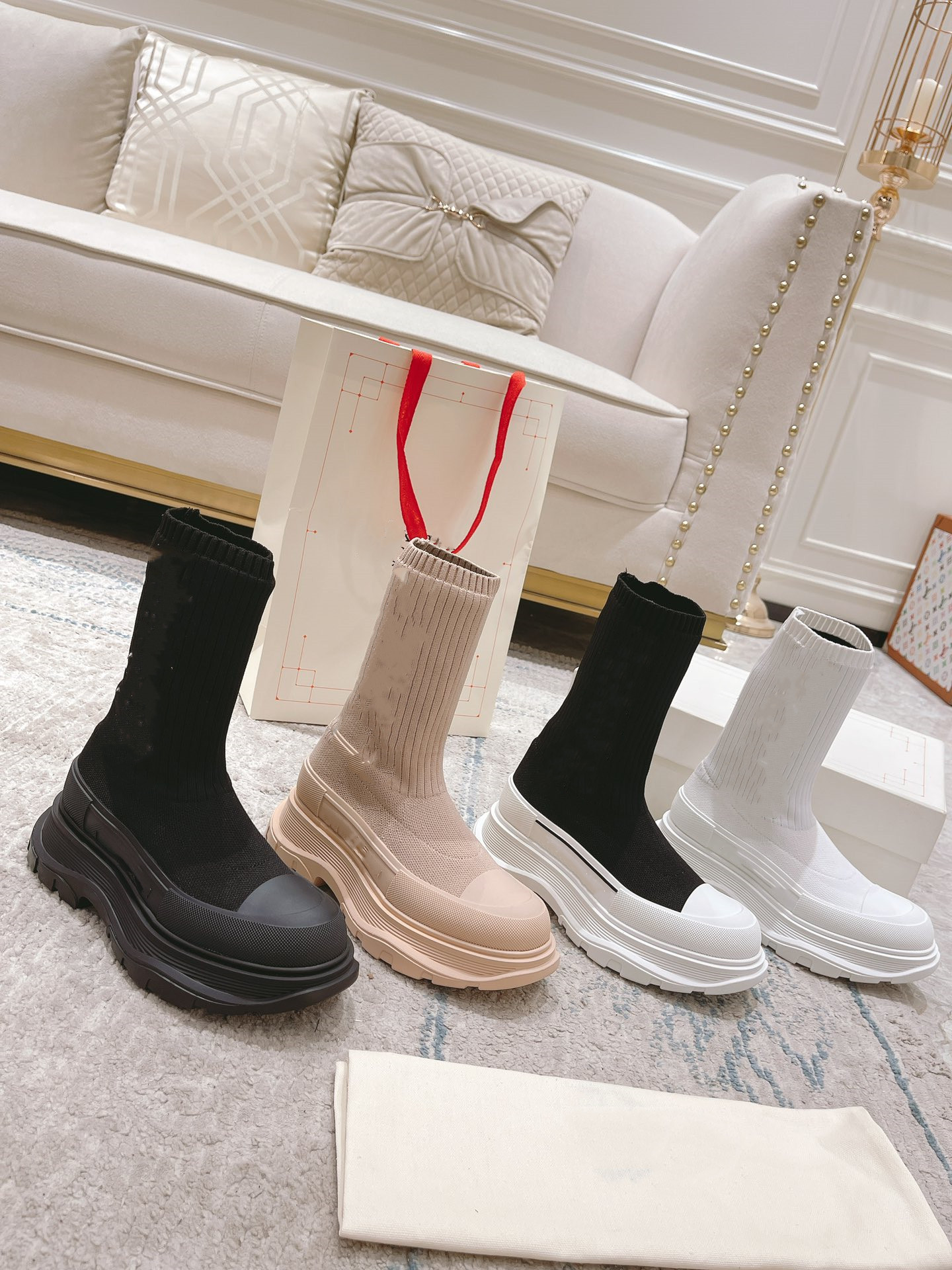 

boot Platform Luxury Designer Alexander Canvas Shoes Female High Black Casual Men and women Plus Size 35-44