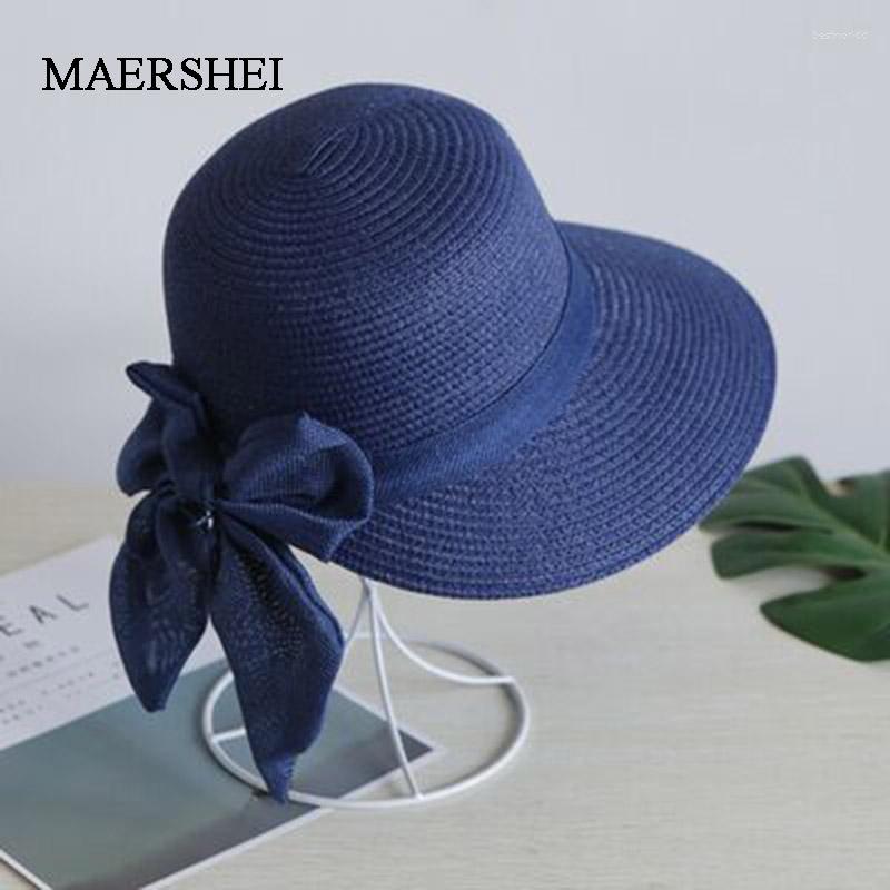 

Wide Brim Hats Big Bow Sun Hat Floppy Summer For Women Beach Panama Straw Dome Bucket Femme Shade HatWide, White
