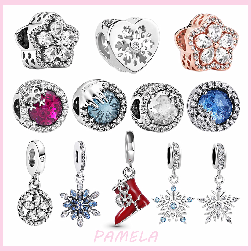 

PAMELA 925 Sterling Silver Christmas Gift Boots Beads Heart Shaped Snowflake Charms DIY For Original Pandora Bracelet Jewelry