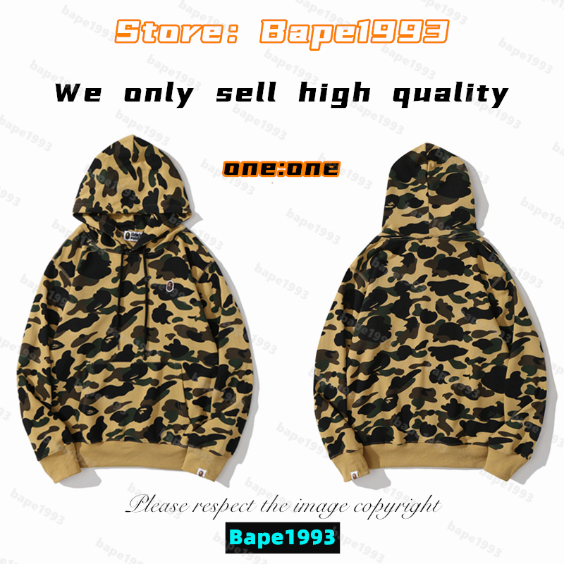 

High quality Apes Mens Hoodies & Sweatshirt Japan shark B ape head Galaxy spots luminous camo Male and female couples with the same model 100% cotton New hoodie 1993 KS1-2, 1 button