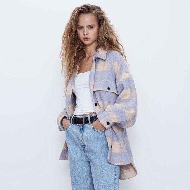 

Women' Jackets Oversized Jacket Women Lattice Coat 2022 Vintage Stylish Autumn Long Sleeve Asymmetric Length Chic Tops Woolen, As picture