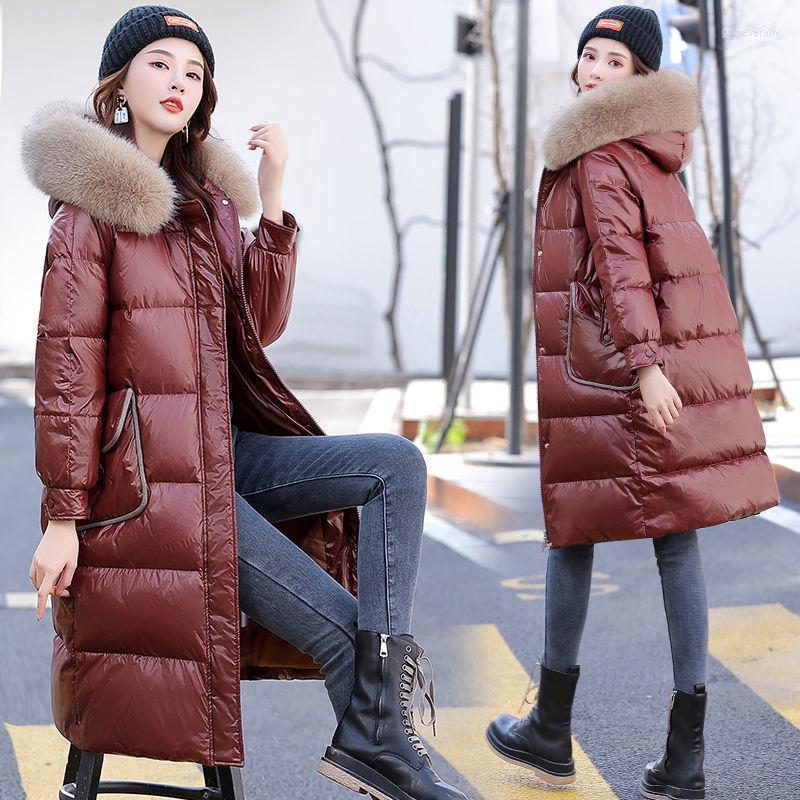 

Women's Down & Parkas 2022 Winter Vintage Women Big Fur Hooded Jacket Cotton Padded Female Casual Loose Warm Thick Long Q975 Guin22, Green