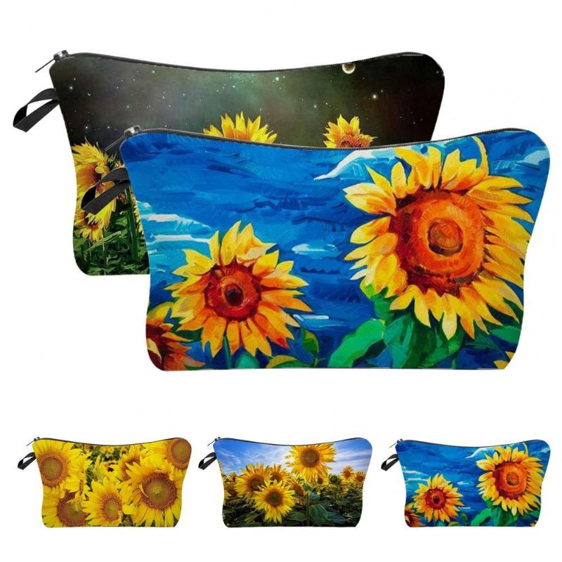 

Cosmetic Bags & Cases Exquisite Hanging Hole Bag Durable Vivid Sunflower Print Large Capacity Toiletry For Vacation