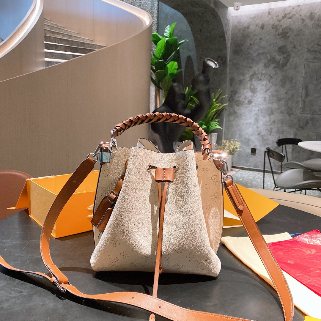 

Luxurys Designers Woven Portable NEONOE Muria Bucket Alphabet Pattern Satchel Shoulder Bag Handbags Crossbody Purse Lady Style Brand Letter Genuine Leather Bags, Customize