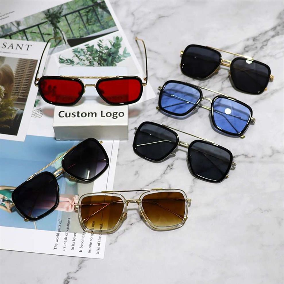 

Luxury Square Metal Sunglass Vintage Square Sun Glass Gold Frame Retro Brand Digner Classic Ironman Shad UV400335T