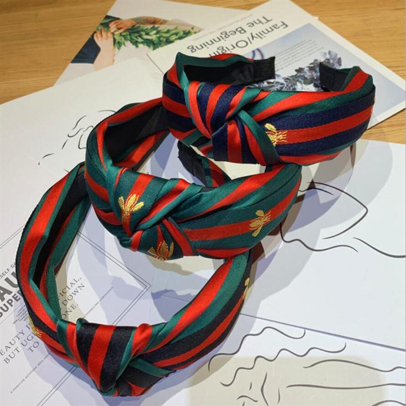 

Fashion sports hair accessories women's knotted headband stripe hair band bee wide side hairpin face hoop headband headwear g2847