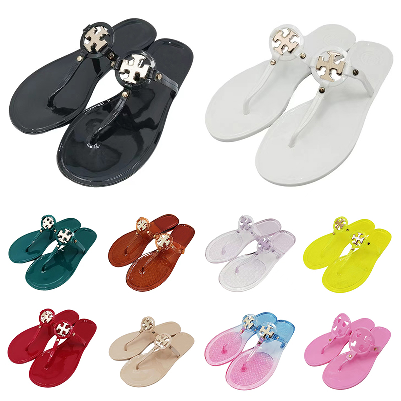 

Tories Designer Slides Slippers For Women Ladies Low Heels Flats Sandals Dazzle Hollowed out Summer Outdoor Beach Shoes Rubber Leather Flip Flops Slider Loafers