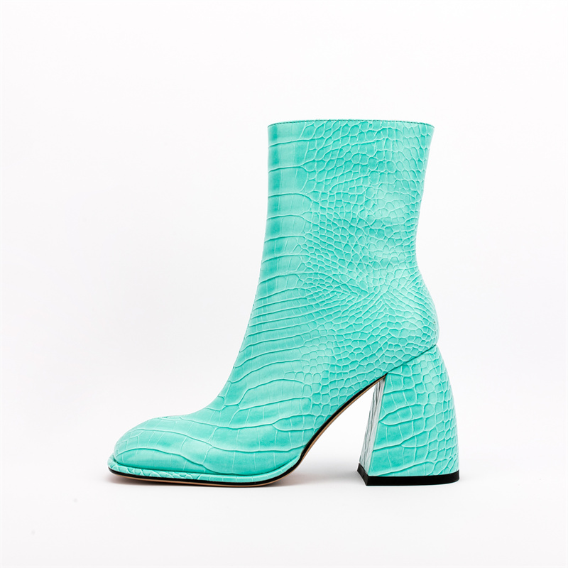 2022 bottes pour femmes automne hiver nouvelle mode européenne américaine motif de pierre épais talon haut fermeture éclair latérale et bottes co