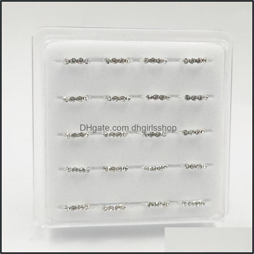 

Toe Rings Body Jewelry 925 Sterling Sier Ring Four Clear Crystal 24 G Hoop Nose Piercings 20Pcs/Pack Drop Delivery 2 Dhwj6