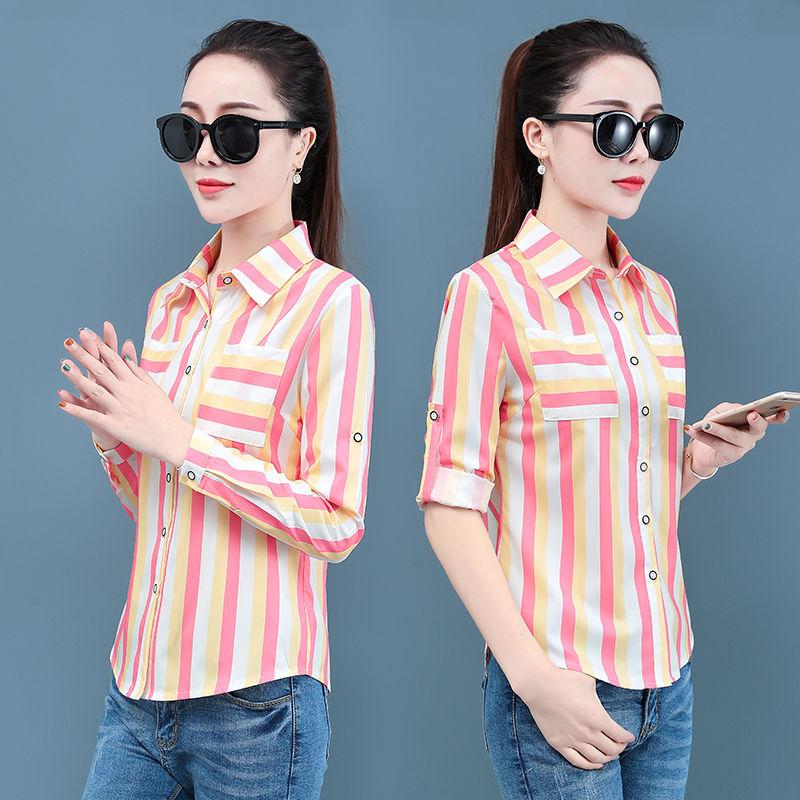 

Women' Blouses & Shirts Women Shirt Blouse Women' 2022 Spring Striped Long Sleeve Casual Blusas MujerWomen, Green