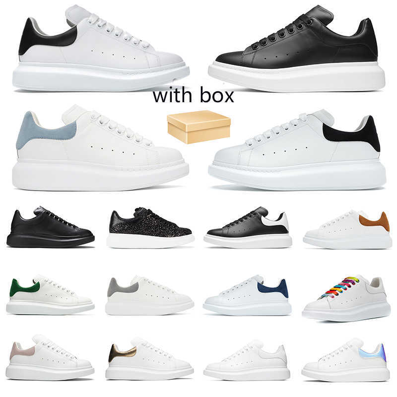 

With box Alexander running shoes for men women Multicolor Reflective Triple Black White Leather Trainers Blue Suede White Gold red Mens, 14