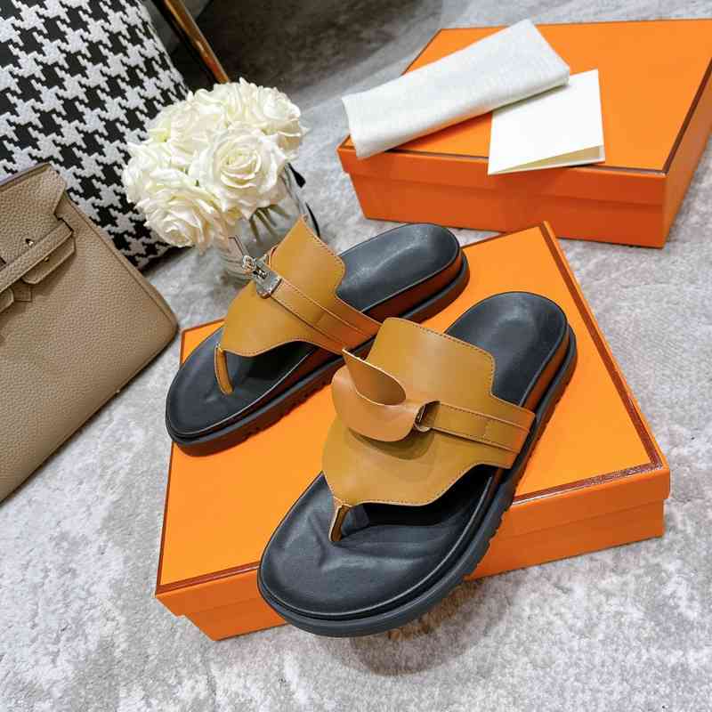 

28% OFF 2022 Hot Beach Women Summer Genuine Leather Platform Slippers Metal Decoration Sandals Low Heels Flip Flops Designer Shoes, As pic