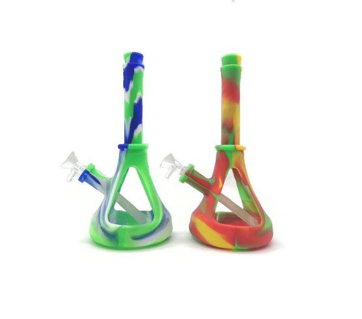 

Hot selling Wholesale Silicone Hookahs Bong Smoking Pipes with glass Bowl Silicone oil Rigs for smoke unbreakable camouflage bongs