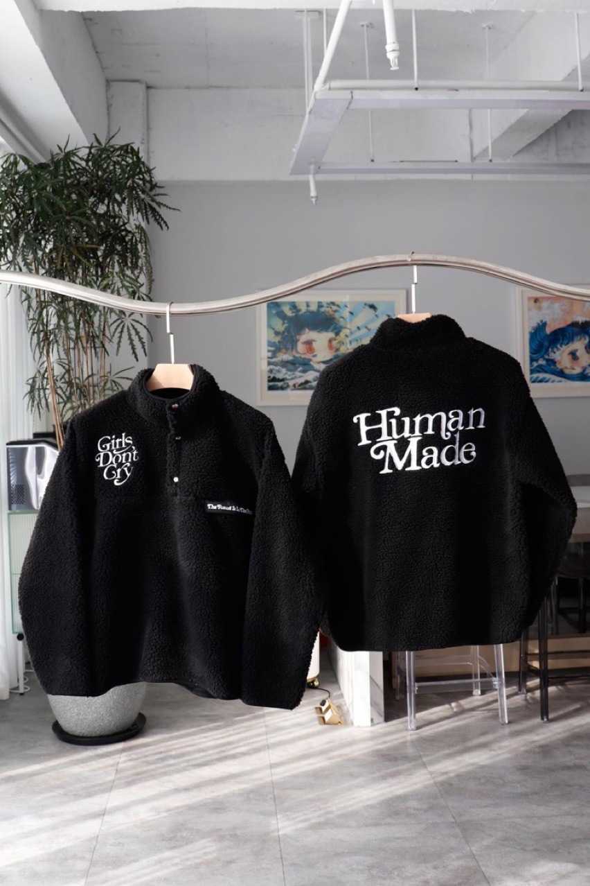 

Men' Jackets Human made girls don't cry lamb wool casual men' and women' jacket, Black