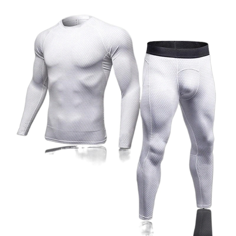 men's Thermal Underwear 2-Piece Gym MMA Fitness Jogging Quick-Drying Running T-Shirt Tights Outdoor Sports Cycling Basketball Suit 14CR#
