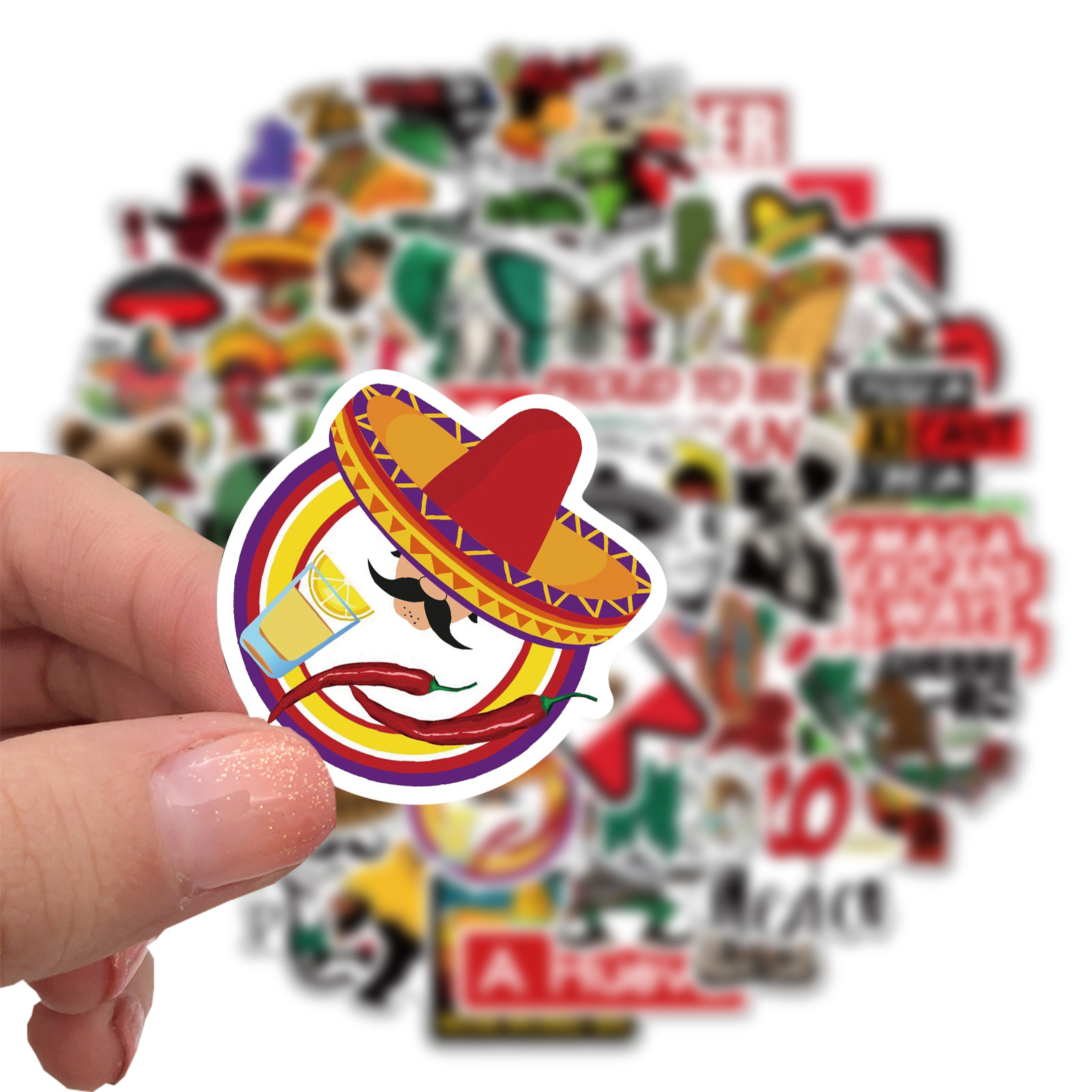 

50pcs Mexican Style Stickers Skate Accessories Waterproof Vinyl Sticker For Skateboard Laptop Luggage Bicycle Motorcycle Phone Car Decals Party Decor