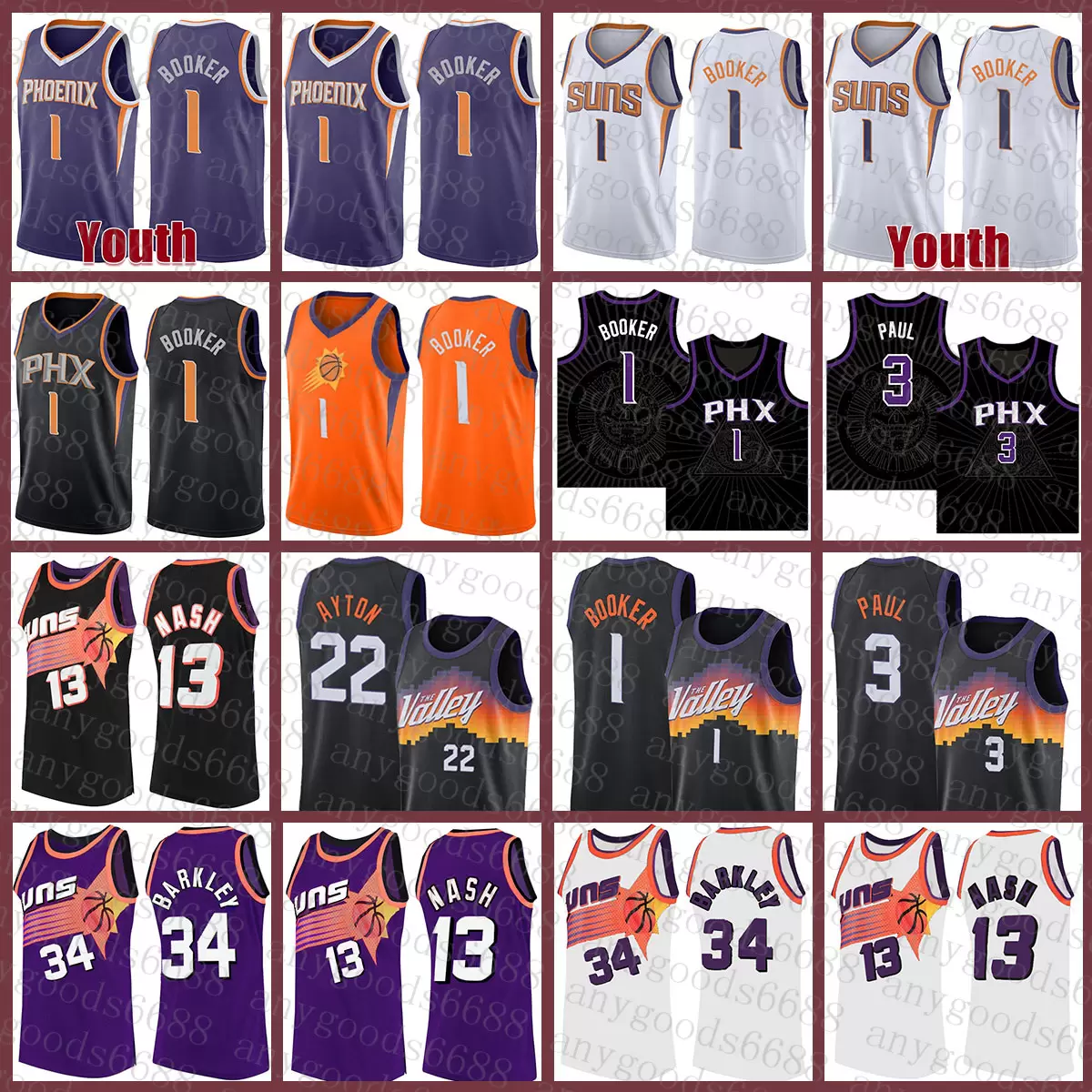 

Phoenixs Sun Basketball Jersey 3 13 34 Devin Booker DeAndre Ayton 2021 2022 New 1 22 Chris Paul Steve Nash Charles Barkley Clear