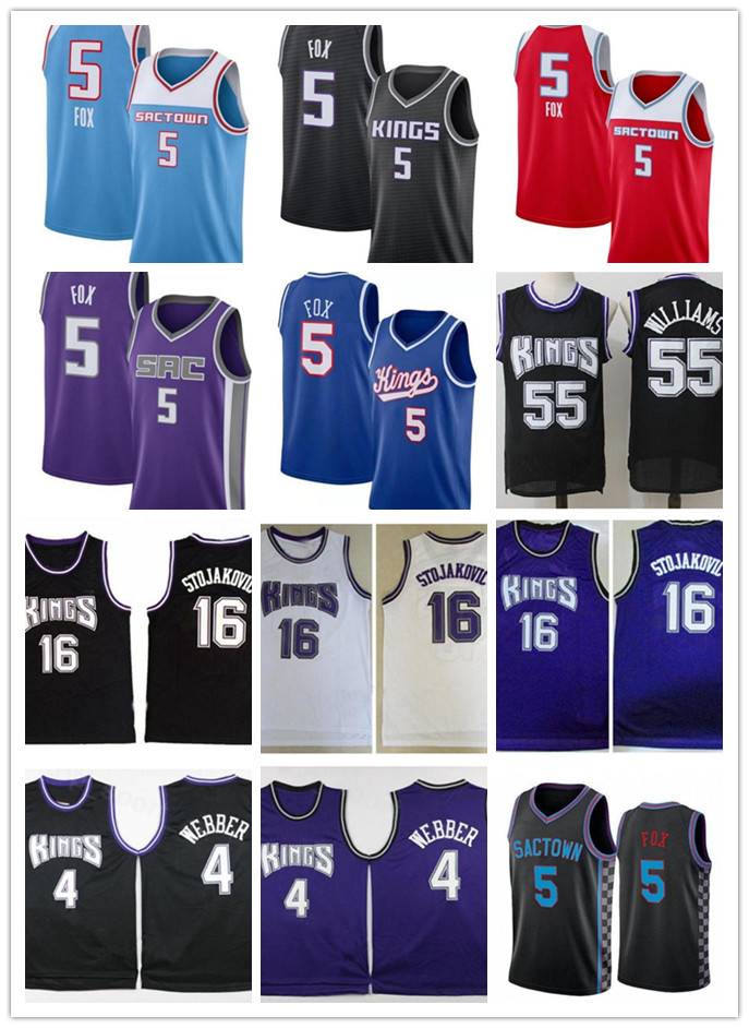 

2022 Retro Basketball Jerseys Peja 16 Stojakovic De Aaron 5 Fox Jason 55 Williams Chris Webber City Jersey Men Edition Vintage high quality costom