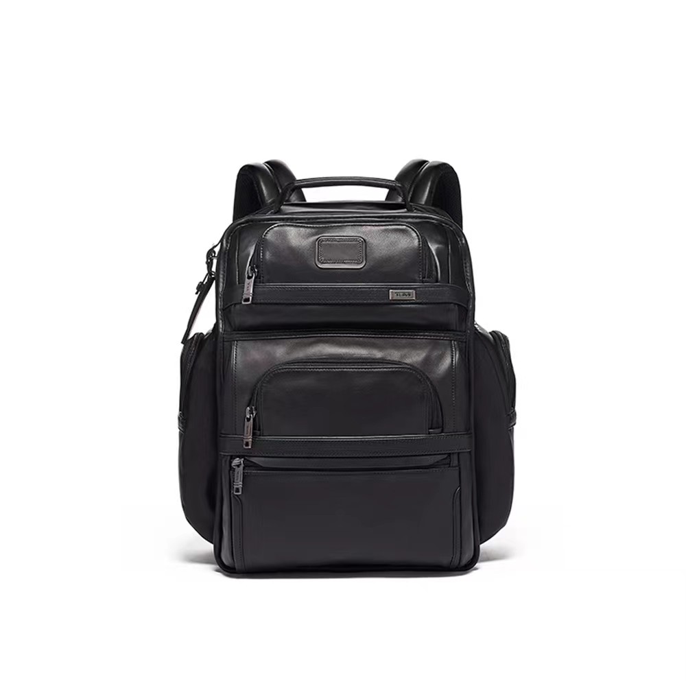 

New TUMI ballistic nylon men's leather backpack Leisure travel business backpack, Black