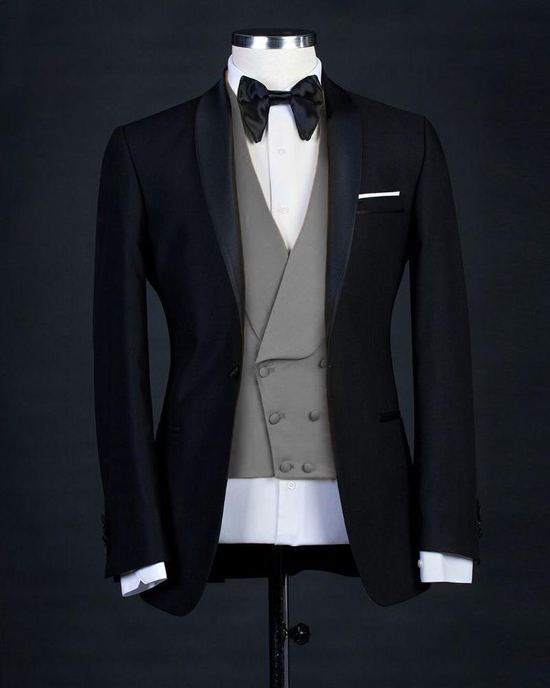 Costumes pour hommes Blazers Design Back Blazer Gris Gilet et pantalon 3 pièces Robe pour fête de mariage Formelle Taille sur mesure pour hommes
