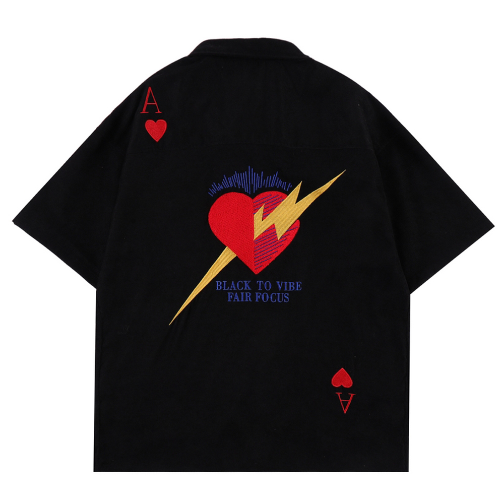 

2022 Vintage Shirt Hawaiian Men Loose Embroidered High Street Button Up Shirts