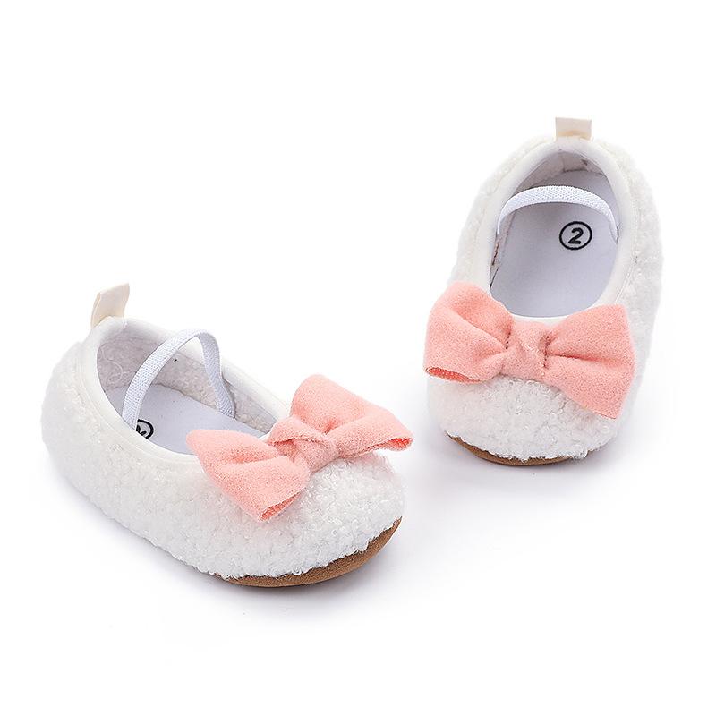 

First Walkers Ma&Baby -12M Born Infant Baby Girls Bow Shoes Warm Plush Autumn Spring Crib Christmas Red DD88First, Black