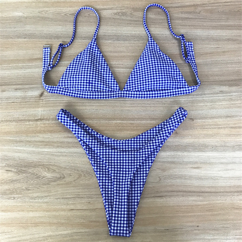 

New bikini Retro Tartan Strapless Swimwear Swimsuits For Women Split Bikini Two Peices Sexy Bathing Suits