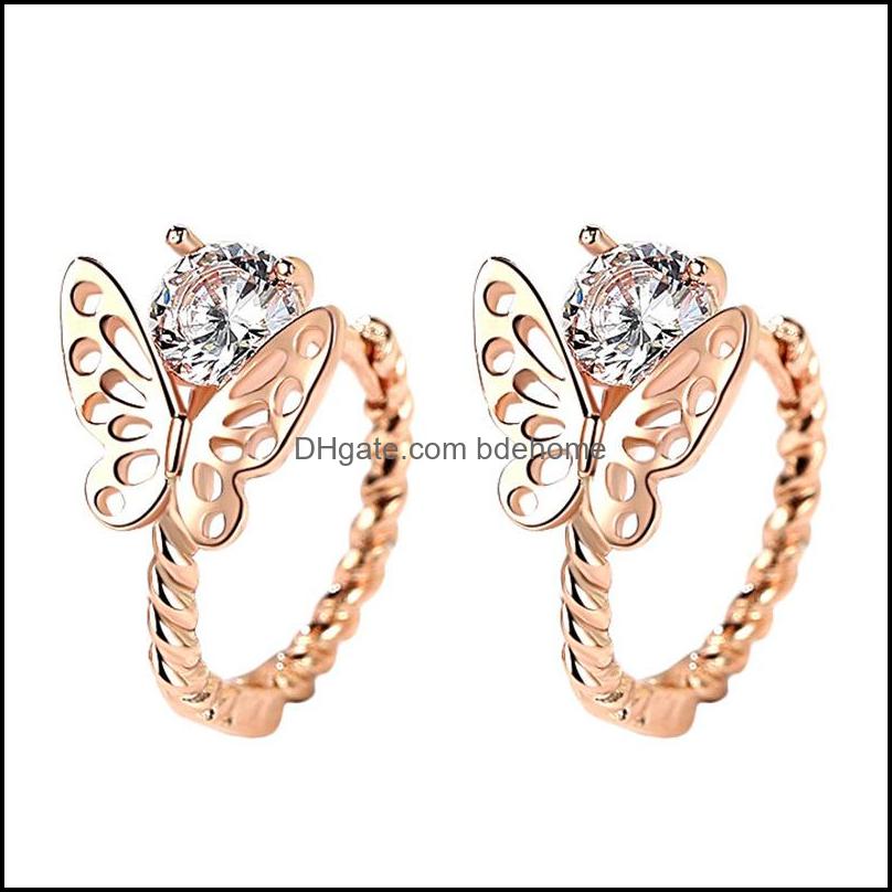 

Charm Gold Sier Hoop Earrings Clear Cz Cute Animal Double Butterfly For Girls Women Jewelry Loop Earring Drop Delivery 2021 Bdehome Dho1W