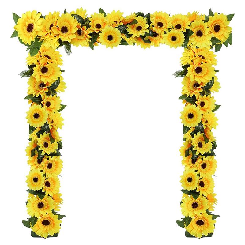 

Decorative Flowers & Wreaths 2Pcs Sunflower Garland Artificial Vine Fake Silk Sun Hanging Vines For Balcony Garden Wedding Decoration, Yellow green