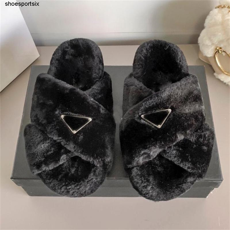 

2022 Designers Wool Slippers Autumn Winter Warm Women Slide Fluffy Furry Sandals Luxurys Comfortable Letters Fuzzy Slipper 0004