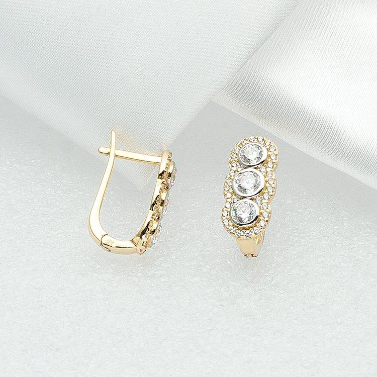 

Clip-on & Screw Back Tria Gemstone 14 Carat Gold Earrings