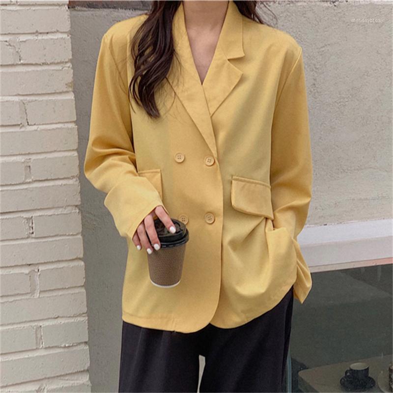 

Women's Suits & Blazers Alien Kitty Lady Chic OL Double Breasted Elegant Autumn 2022 Slim-Fit Casual Work Wear Coats Streetwear Solid, Yellow